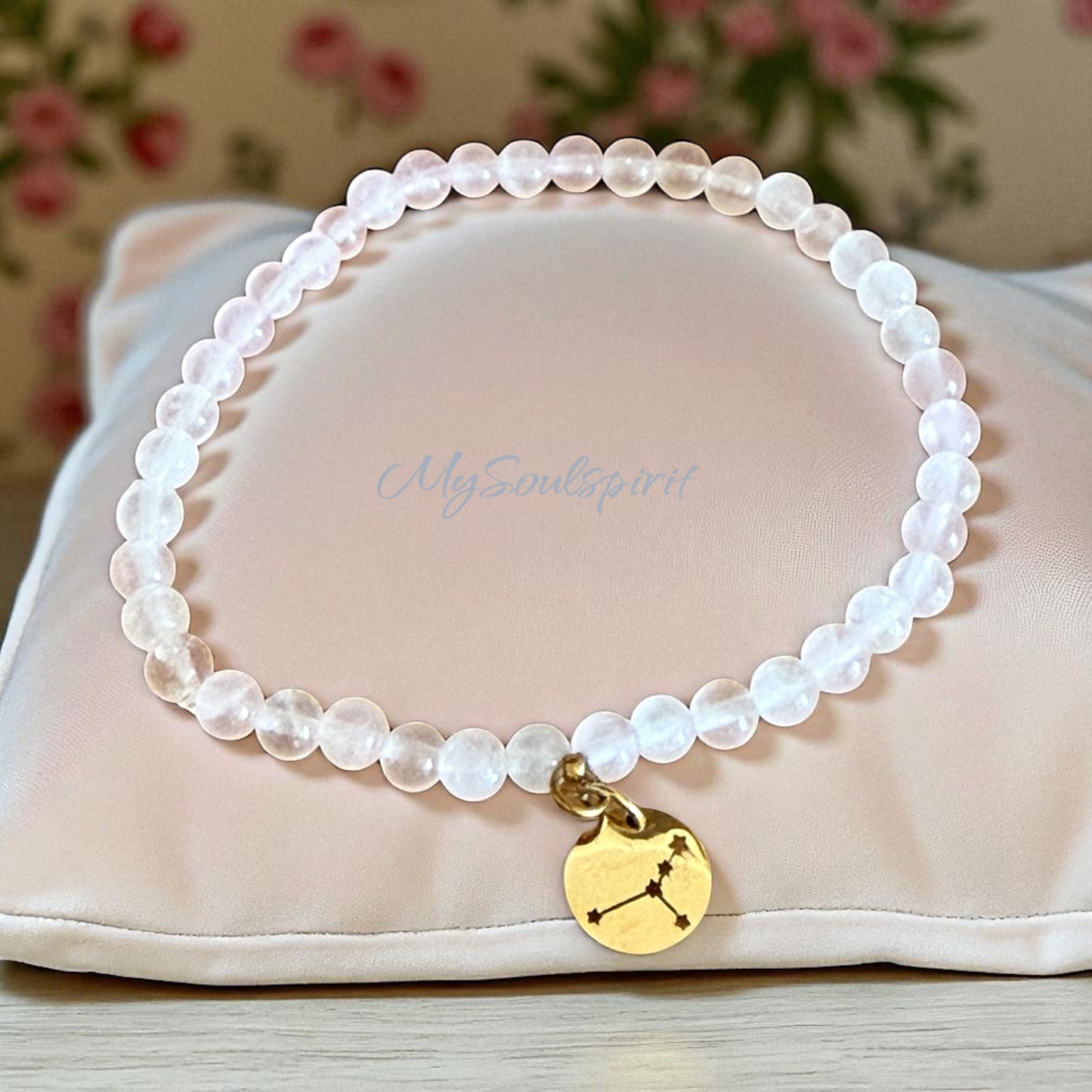 Rosenqurz Armbnd mit Sternzeichen Krebs Anhänger