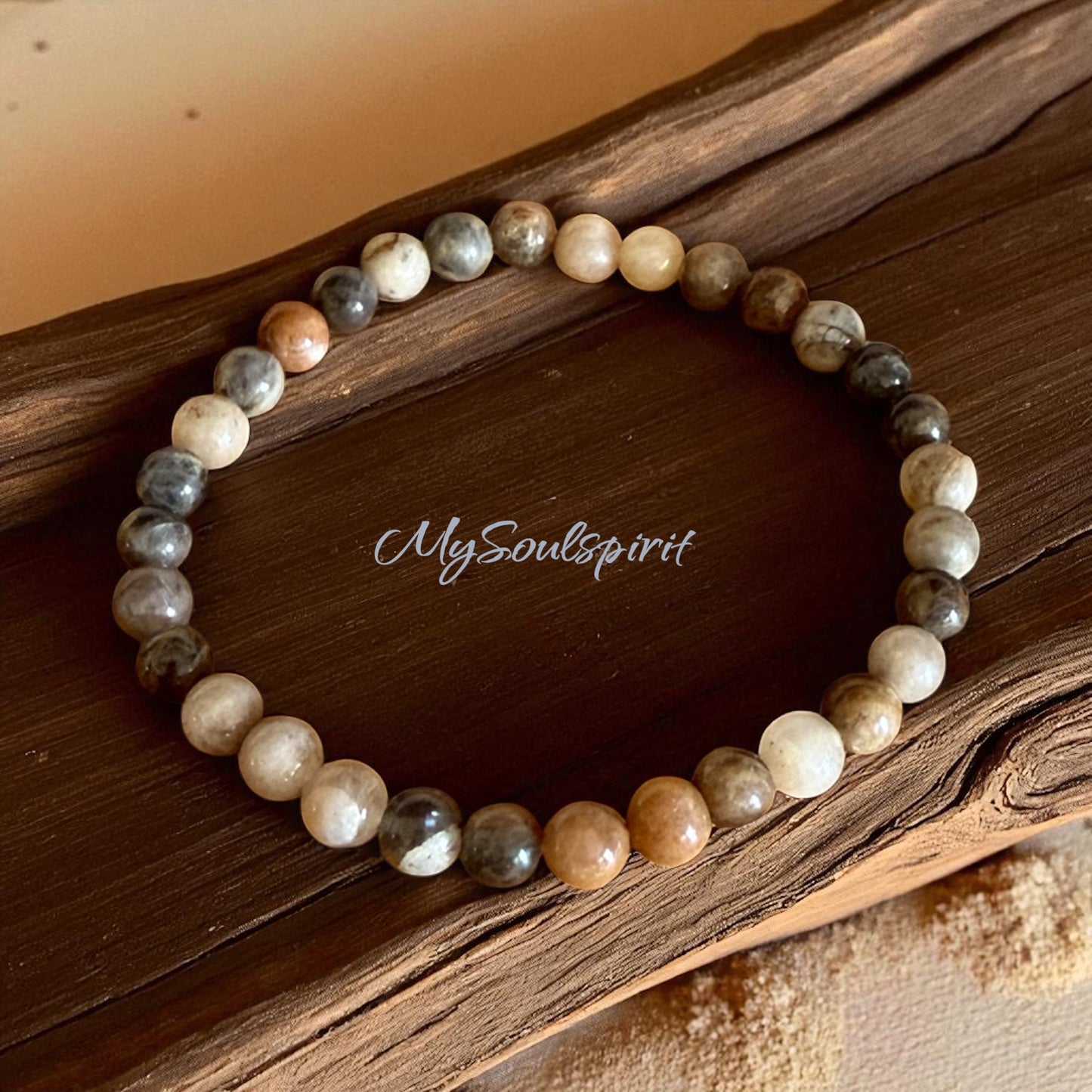 MOONSTONE Bracelet Abricot avec perles 6mm