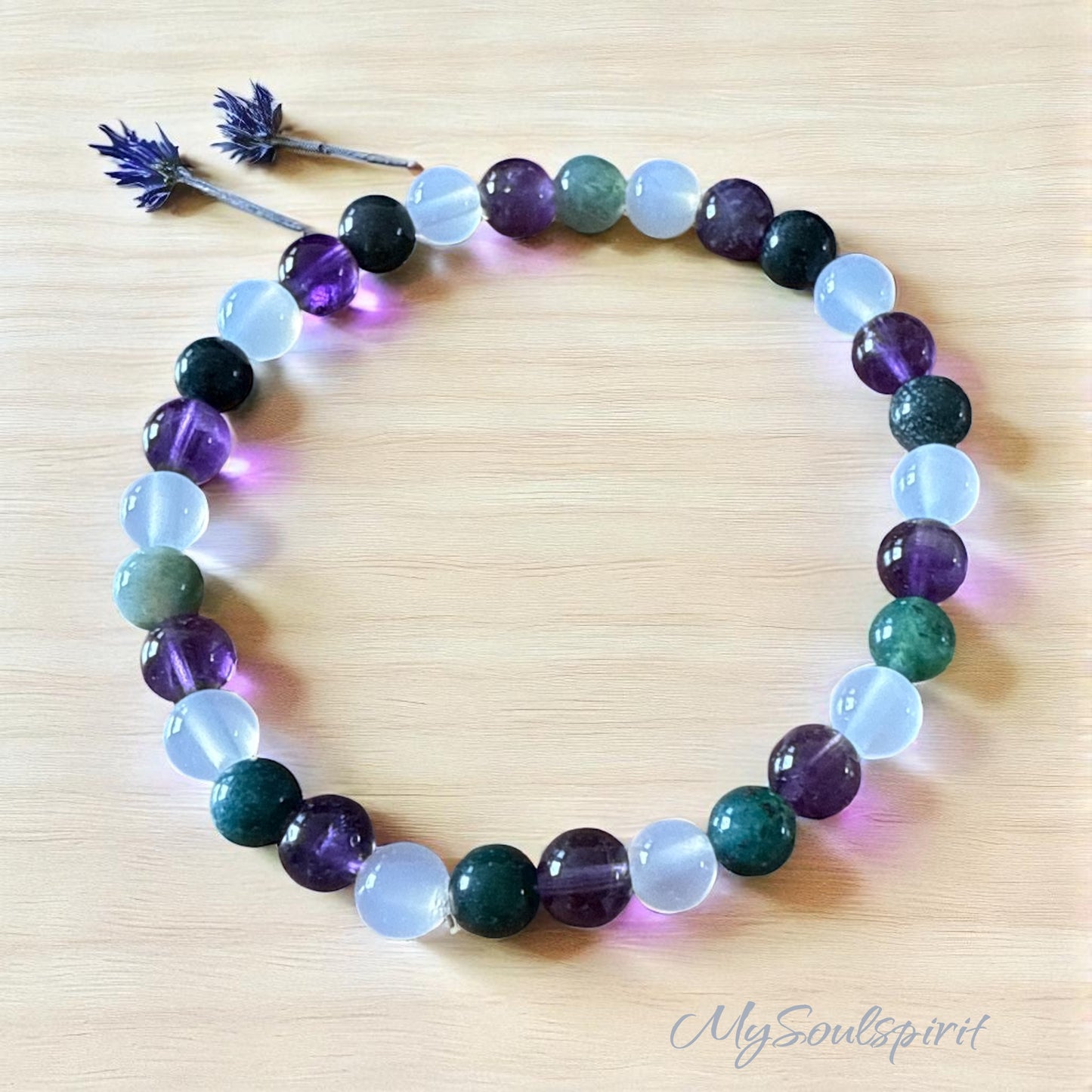 Armband "Bauchgefühl" - Amethyst, Moosachat & Achat