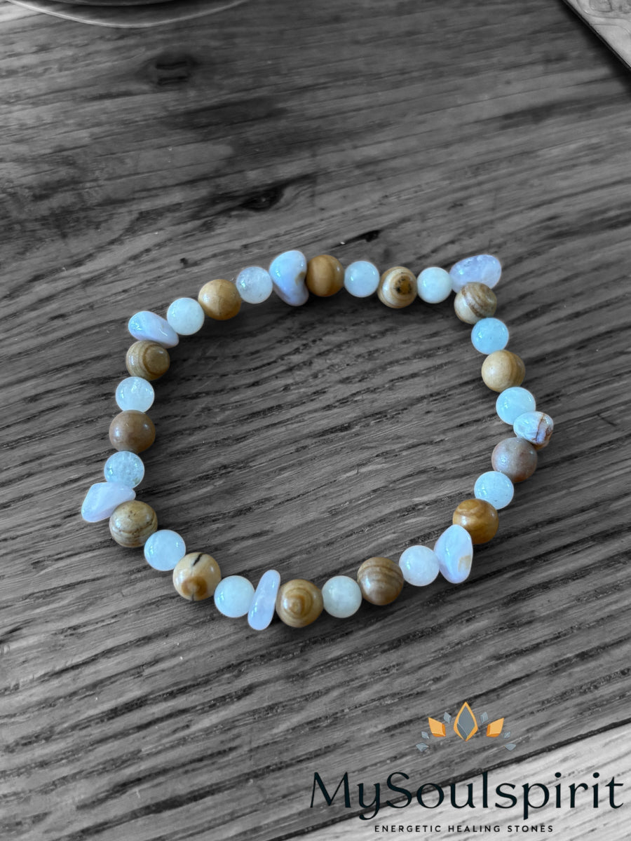 Bracelet "ALLERGIES" - Aquamarine, Blue Chalcedony & Landscape Jasper