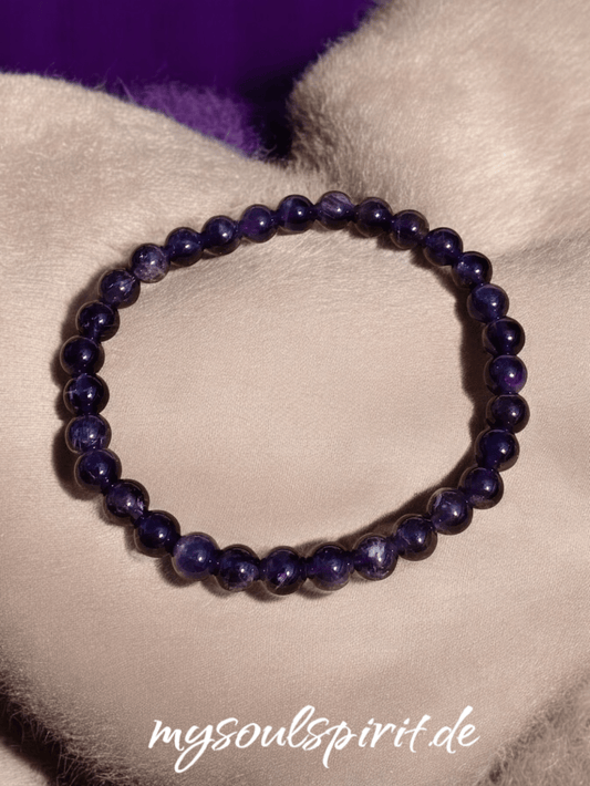 AMETHYST Heilstein - Armband 6 mm Perlen auf weichem Saum
