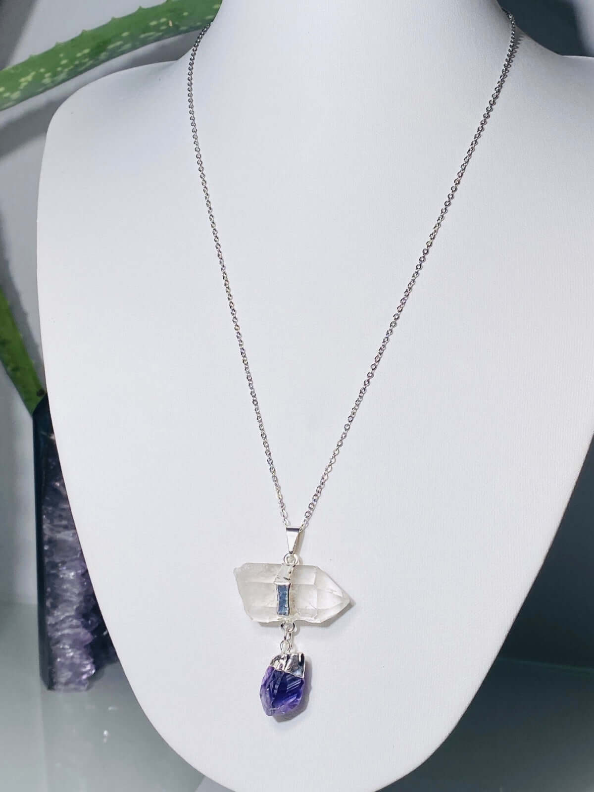 BERGKRISTALL / AMETHYST Doppelanhänger -