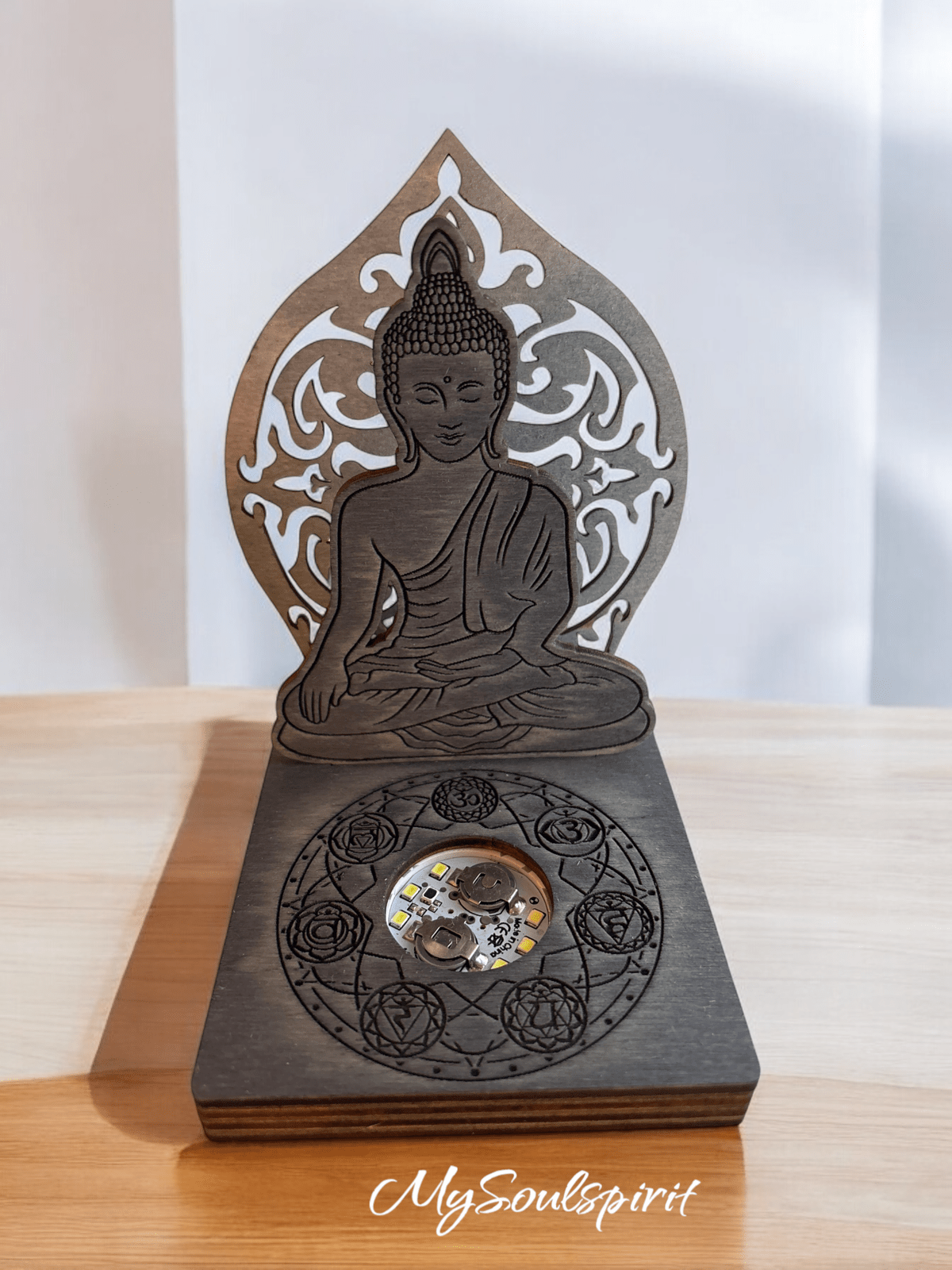 Buddha Leuchtständer für Heilsteine / Edelsteine und Kristalle - Ständer