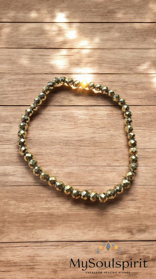 HÄMATIT Gold Armband mit 4 mm Perlen rund und facettiert