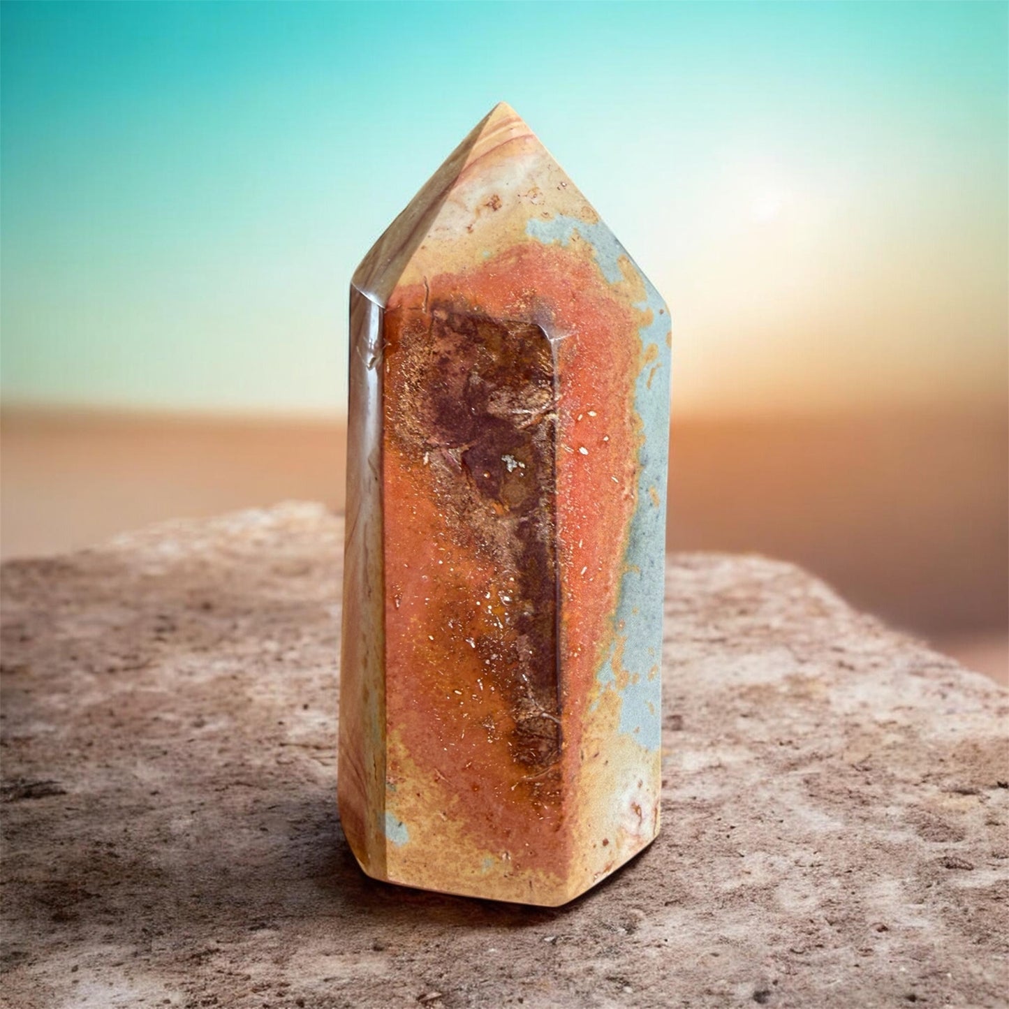 Polychrom JASPIS Turm 719 Gramm / 14,3 cm (Unikat)