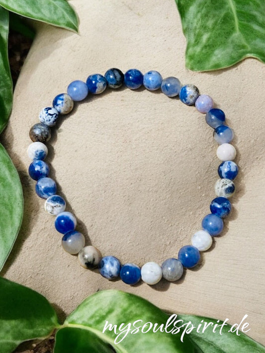 SODALTIH healing stone bracelet with 6 mm beads, circumference 17 cm