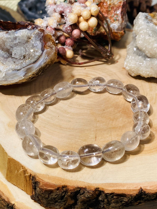 Rock crystal tumbled stone bracelet