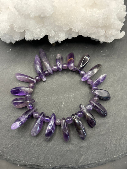 AMETHYST Splitterarmband - große Splitter & Perlen