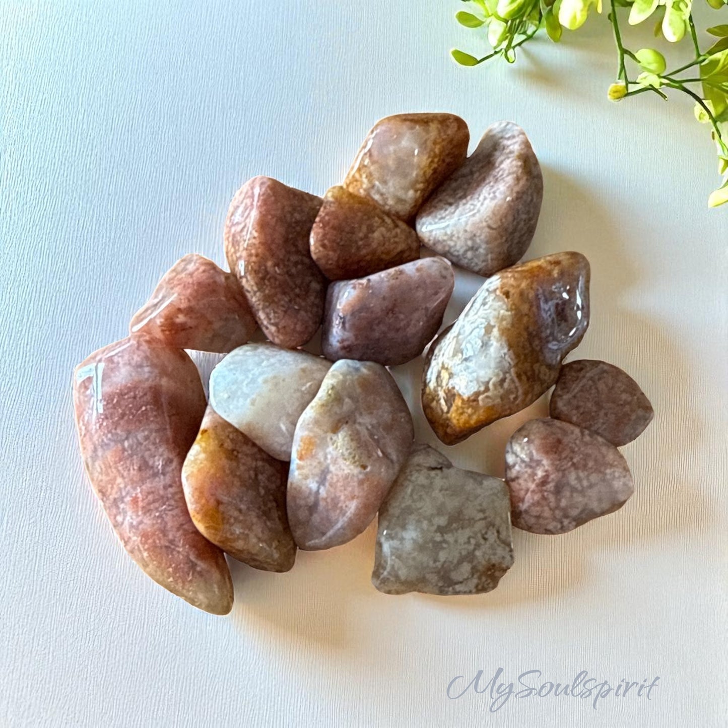 Moosachat Pink Trommelsteine