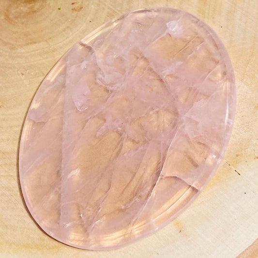 ROSE QUARTZ disc oval with leather strap