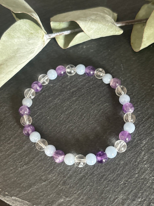 BRACELET theme "ADHD" made of anhydrite, amethyst and rock crystal