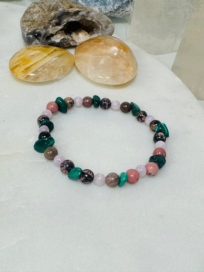 Armband Kunzit, Malachit, Rhodonit - Gesundheitsarmbänder