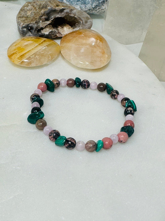 Armband Kunzit, Malachit, Rhodonit - Gesundheitsarmbänder