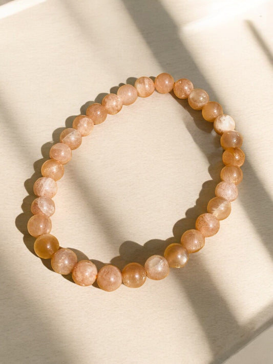 MOONSTONE Apricot bracelet with 6mm beads