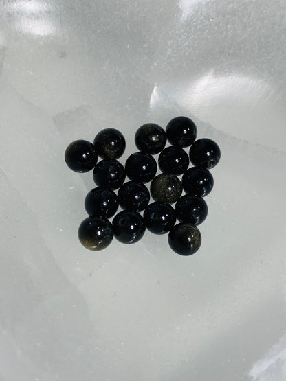 Obsidian beads - 10 pieces