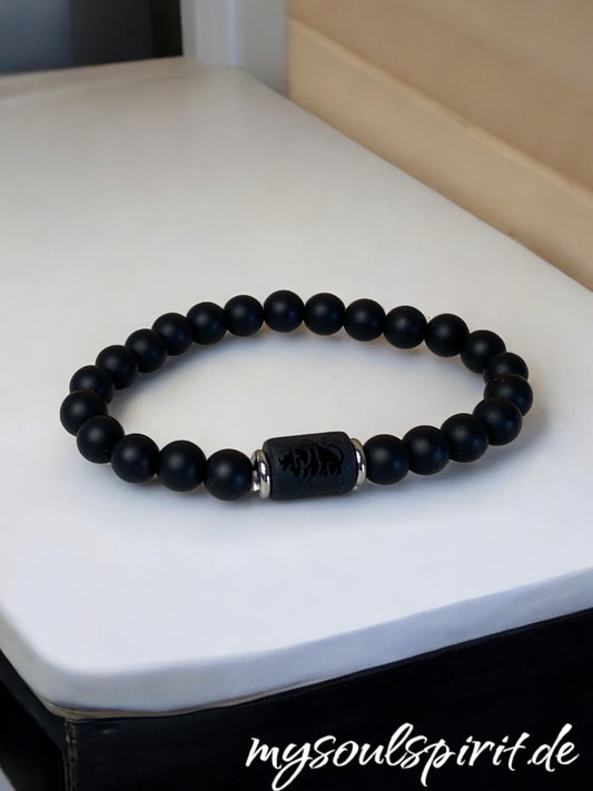 Taurus zodiac men's bracelet made of lava stone