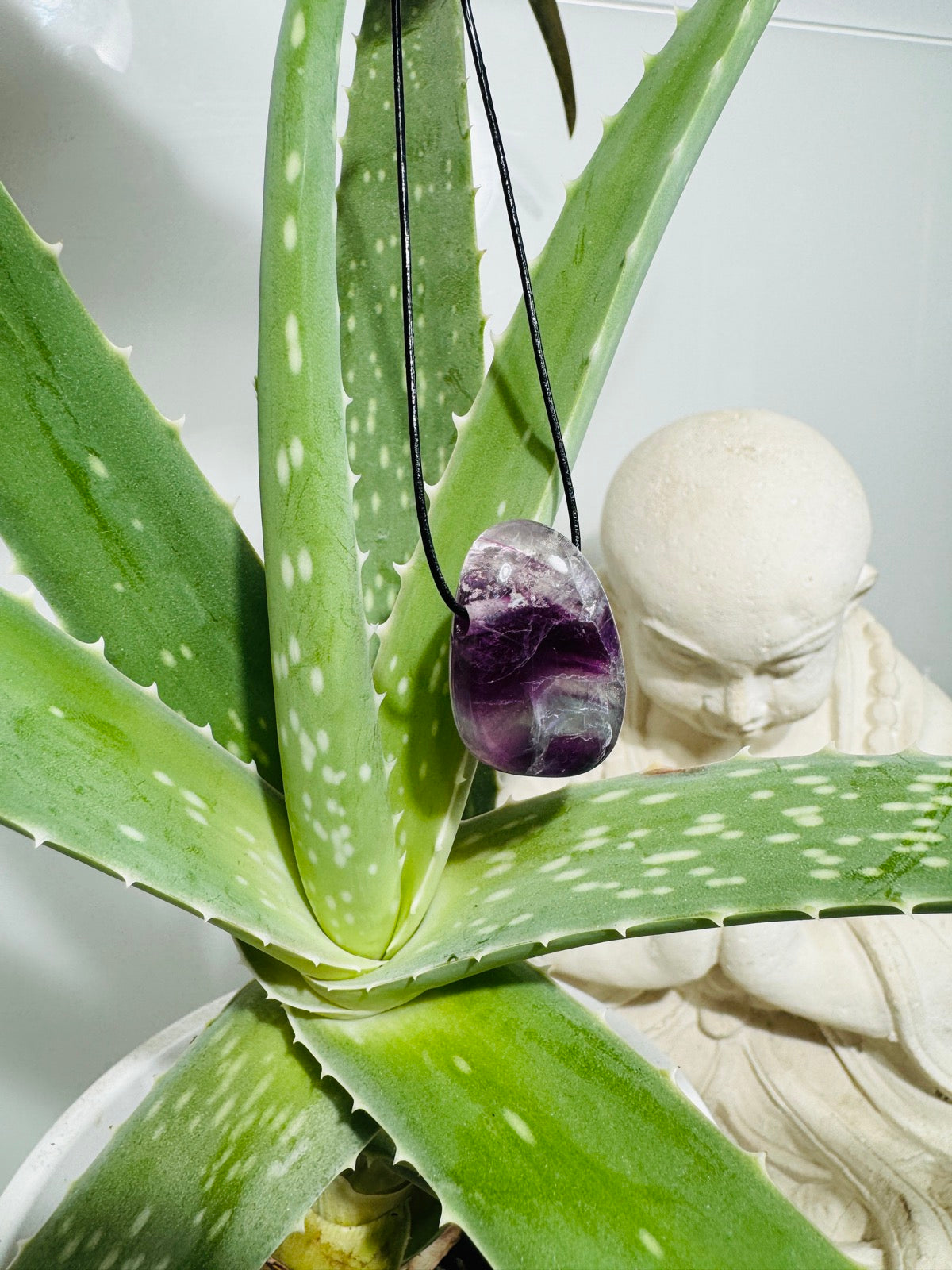 FLUORITE pendant with leather strap