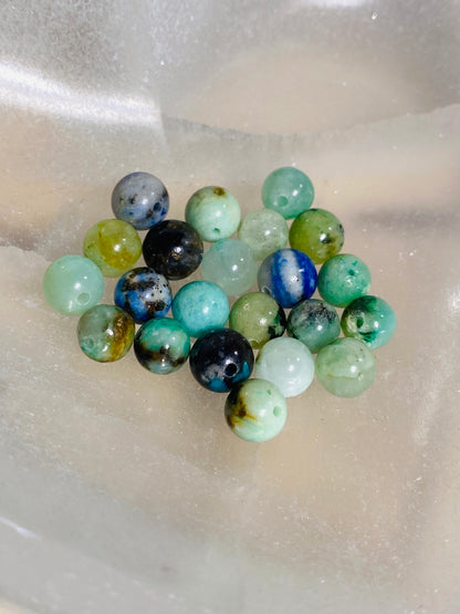 Chrysocolla pearls - 10 pieces