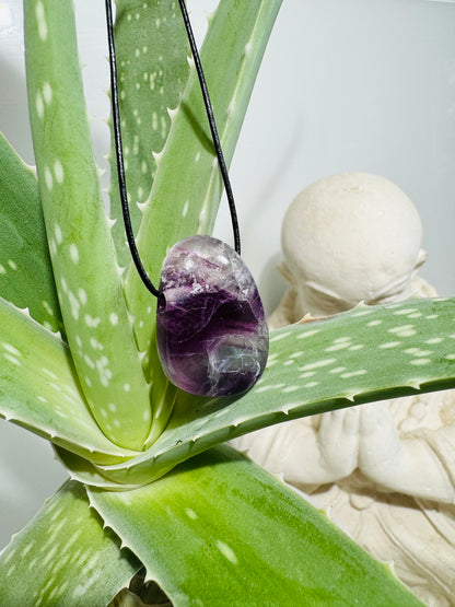 FLUORITE pendant with leather strap