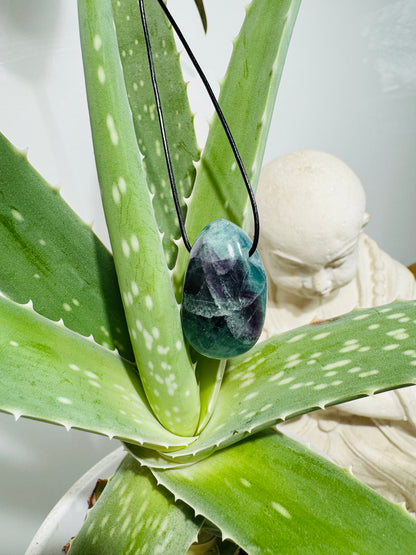 FLUORITE pendant with leather strap