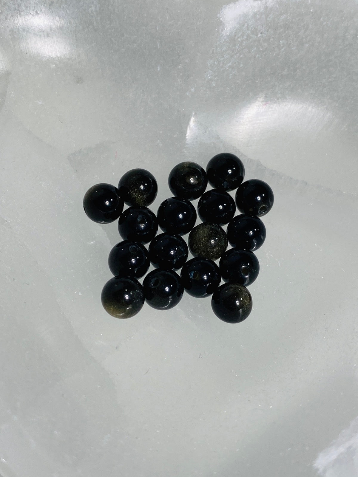 Obsidian beads - 10 pieces