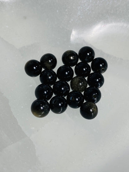 Obsidian beads - 10 pieces