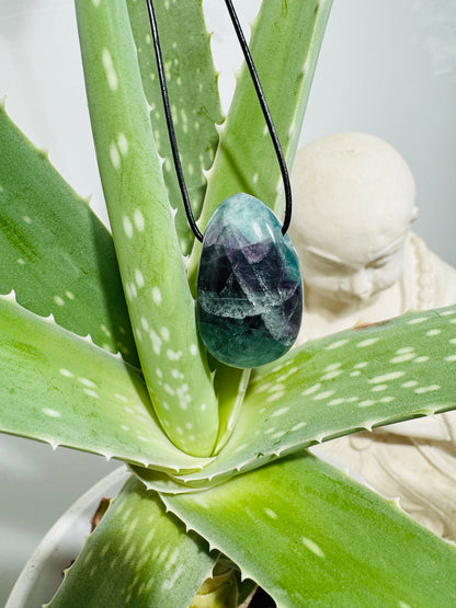 FLUORITE pendant with leather strap