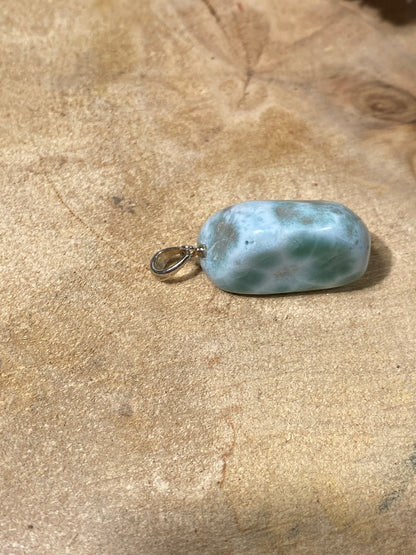 Larimar Kettenanhänger mit 925er Silberschlaufe (Unikat) - Kettenanhänger