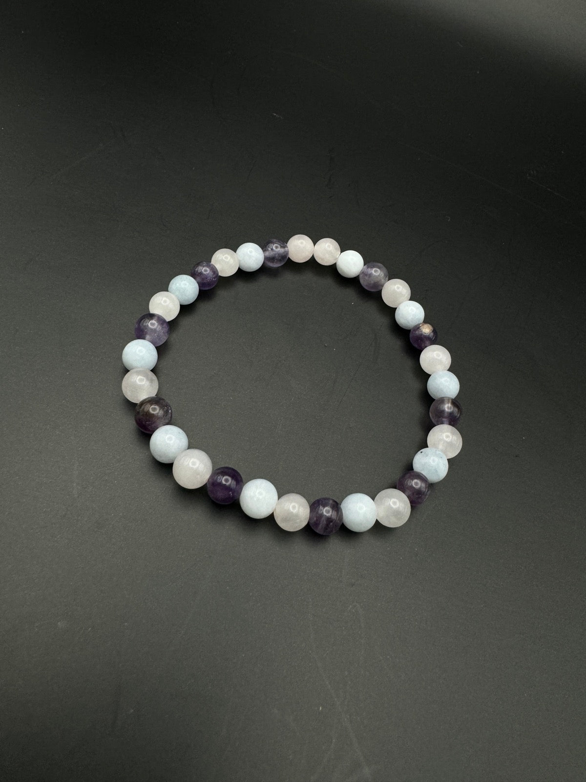 SELBSTLIEBE - Spiritualität - Selbstausdruck Armband: Rosenquarz - Amethyst - Aquamarin - 6 mm Perlen - Gesundheitsarmbänder