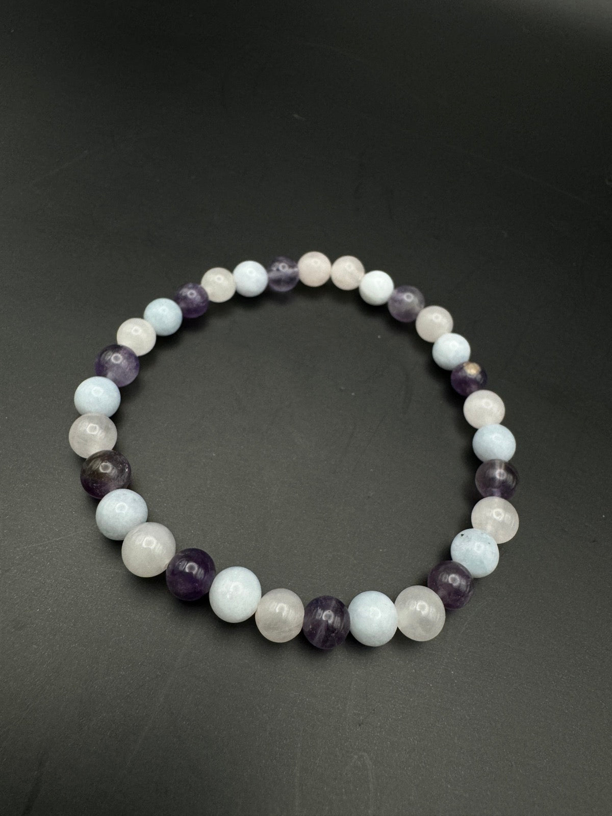 SELBSTLIEBE - Spiritualität - Selbstausdruck Armband: Rosenquarz - Amethyst - Aquamarin - 6 mm Perlen - Gesundheitsarmbänder