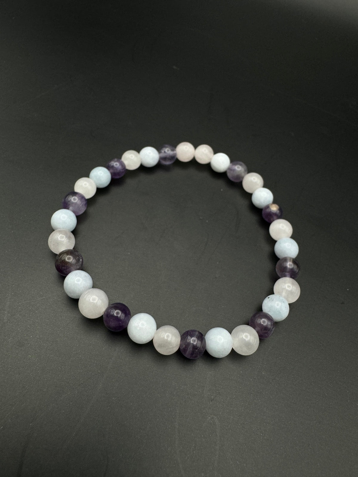 SELBSTLIEBE - Spiritualität - Selbstausdruck Armband: Rosenquarz - Amethyst - Aquamarin - 6 mm Perlen - Gesundheitsarmbänder