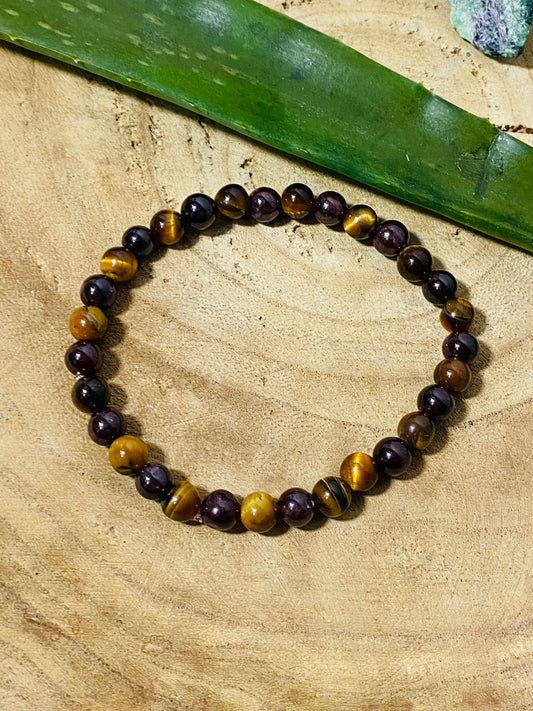 BRACELET of basic trust for men made of TIGER EYE / GARNET