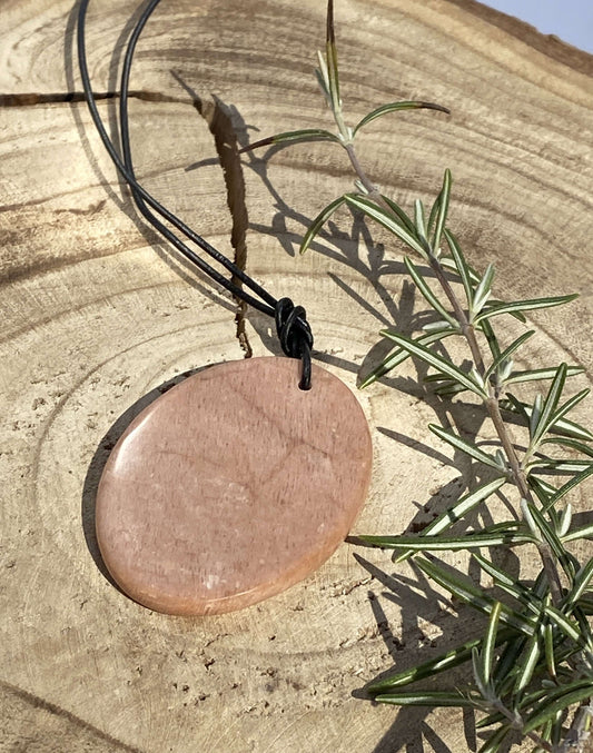 MOONSTONE Apricot disc as a pendant