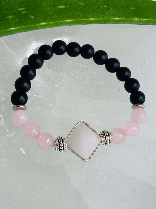 ROSE QUARTZ &amp; LAVA bracelet