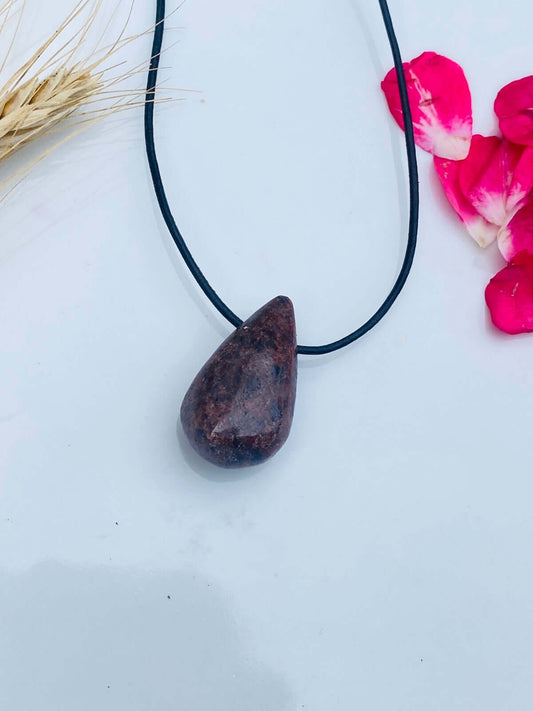 Garnet Drop Shape with leather strap