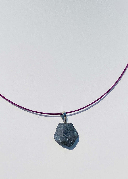 HEMATITE rough stone pendant