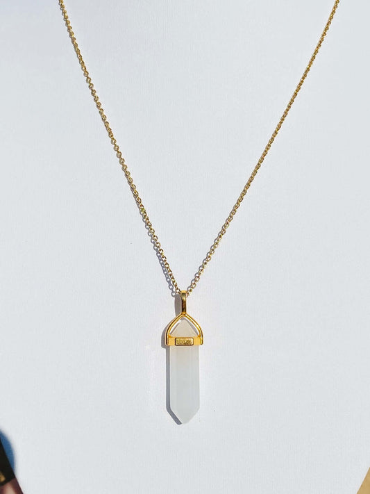 ROCK CRYSTAL pendant with gold-plated chain