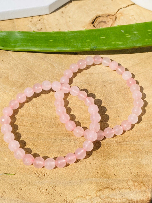 ROSE QUARTZ bracelet - 6mm &amp; 8mm beads