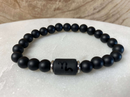 Capricorn zodiac men's bracelet made of lava stone