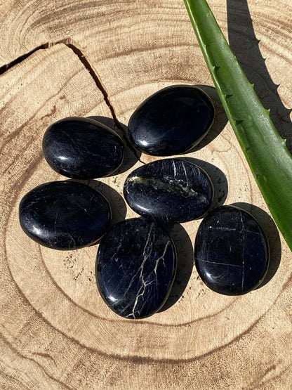 Black Tourmaline / Schorl Palm Stones & Meditation Stones 2 Pieces